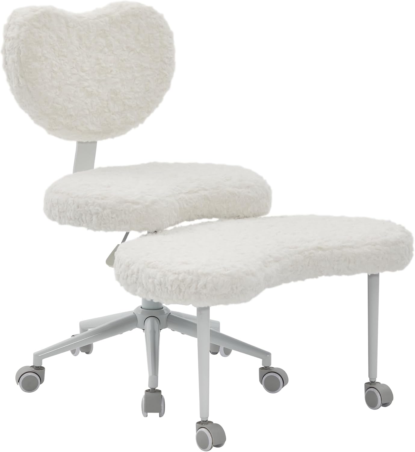 Artificial Rabbit Hair Meditation Chair Plus, Cross Legged Chair with Wheels, Beige, 36.2" L x 27.9" W x 41.3" H