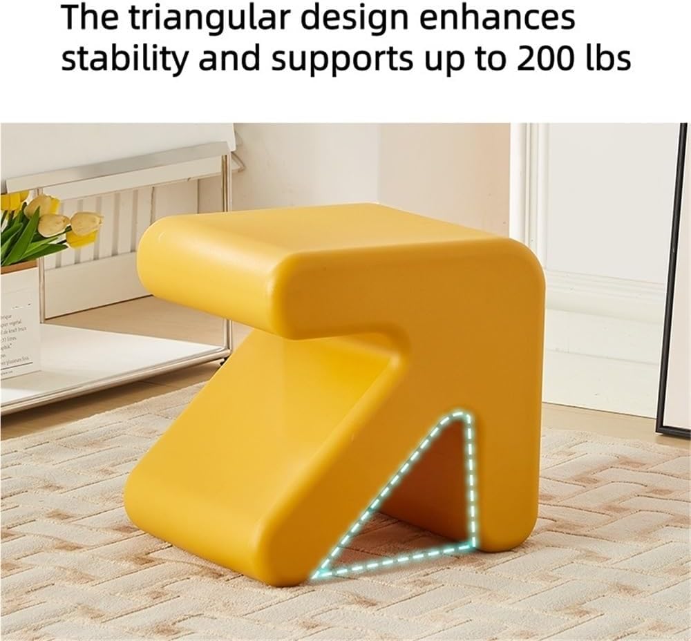 Modern PE Sofa Side Table, Creative End Table, Bedside Table, Magazine Rack, Versatile Cube Ottoman, for Bedroom, Living Room, Balcony(Orange)