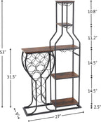 5-Tier Wine Rack Freestanding Floor, 11 Bottles Modern Wooden Wine Holder-Storage Cabinet for Home Bar, Kitchen, Dining Room Space Saving Bar Stand with Easy Assembly.(Brown)