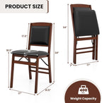 Wooden Folding Chairs Set of 2, Foldable Wood Chairs with Padded Seats, Solid Wood Frame, 400 lbs Weight Capacity, Space Saving Dining Chairs for Small Space, Guests Kitchen (2, Padded Back)