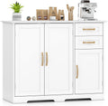 Kitchen Buffet Cabinet, Modern Sideboard with Drawers & Adjustable Shelves, Wooden Credenzas for Living Room, 40" Console Cabinet for Dining Room, Coffee Bar, Entryway (White)