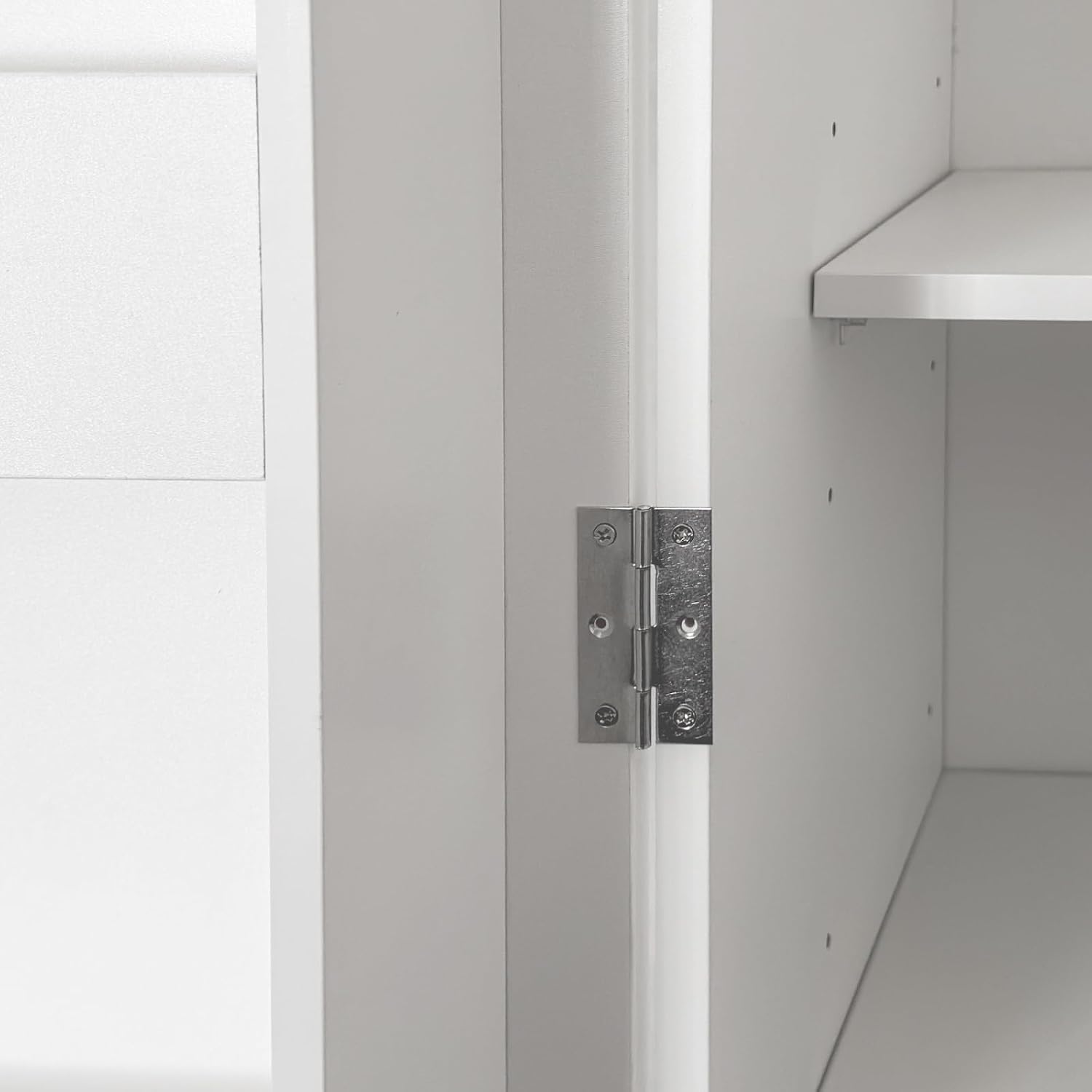 White Kitchen Pantry Cabinet, Freestanding Buffet Cupboard Sideboard with Doors & Adjustable Shelves, Storage Cabinet for Kitchen Living Room Dining Room, 15.75x15.75x70.87 Inches