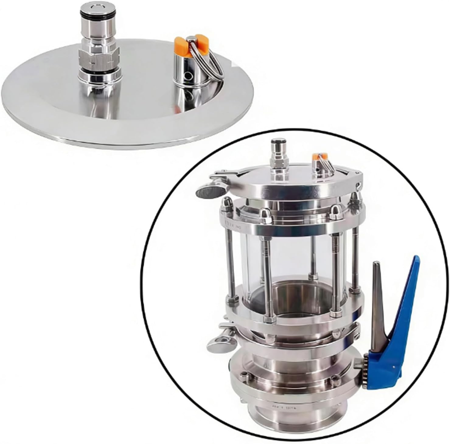 Stainless Steel Triples Clamps End Cap with Ball Post Dry Hoppers Accessories Brewing Equipment Supplies