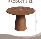 43" Wood Round Dining Table for 2 4 5, Modern Farmhouse Rustic Circle Kitchen Table with Minimalist Circular Pedestal for Dining Room Kitchen, Dinner Living Room, Restaurant Walnut New