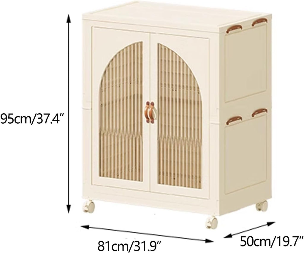 Heavy Duty Clothes Rack - Portable Foldable Wardrobe with Hanging Space on Wheels for Bedroom, Dorm, or Laundry Room Use, 81x50x139cm