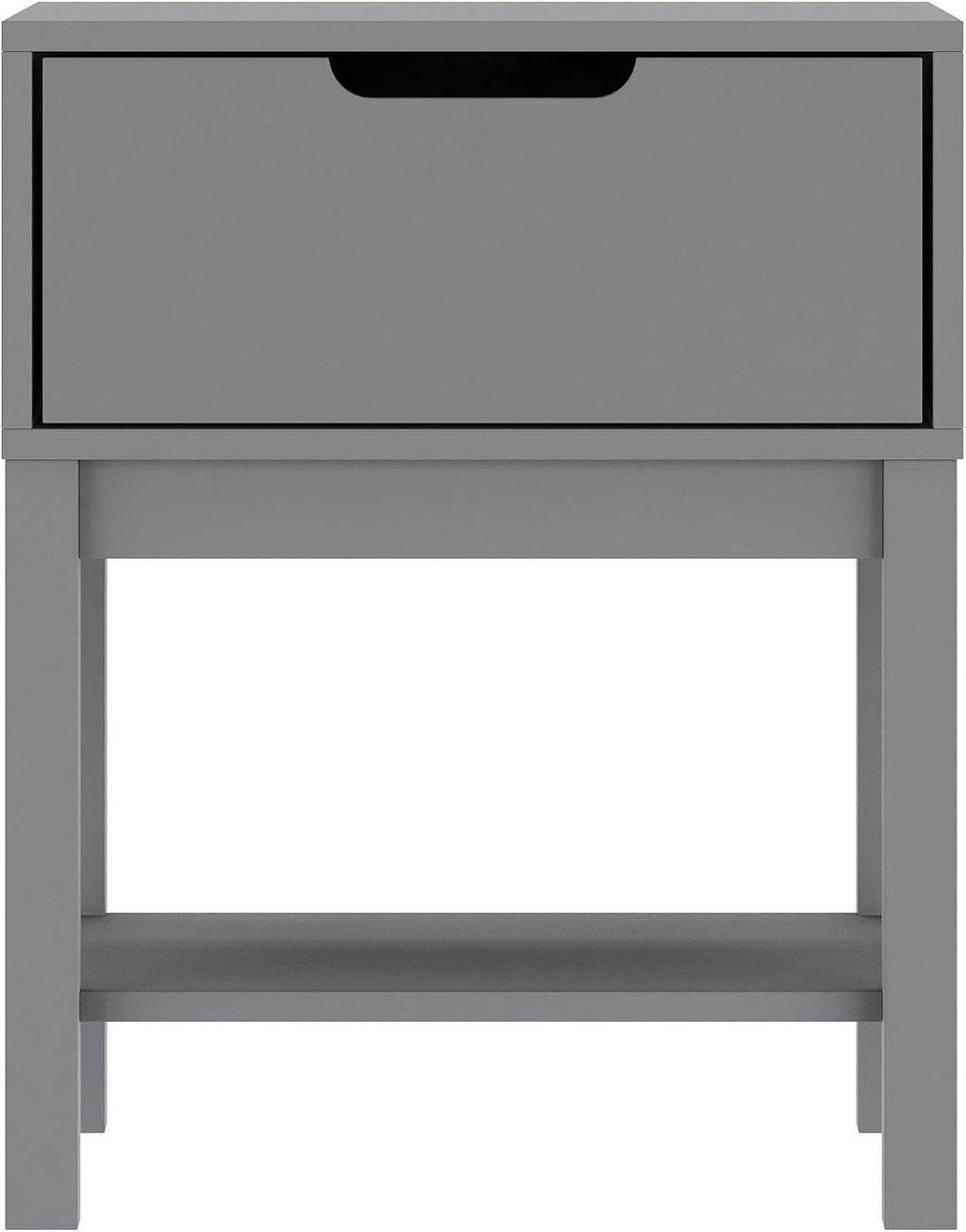 Flash Furniture Dallas Wood Nightstand Side Table, Kids Bedroom End Table with Storage Drawer and Shelf, Cutout Handle, Smooth Ball Bearing Slides, Gray