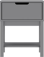 Flash Furniture Dallas Wood Nightstand Side Table, Kids Bedroom End Table with Storage Drawer and Shelf, Cutout Handle, Smooth Ball Bearing Slides, Gray
