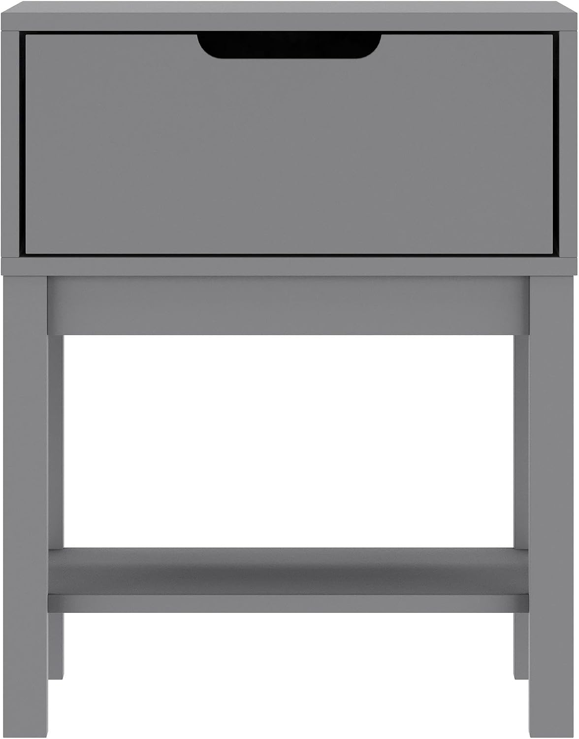 Flash Furniture Dallas Wood Nightstand Side Table, Kids Bedroom End Table with Storage Drawer and Shelf, Cutout Handle, Smooth Ball Bearing Slides, Gray