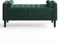 46.5" Storage Ottoman Bench,Entryway Shoe Bench,Upholstered End-of-Bed Storage Chest,Footrest Seat,Storage Stool with Rolled Armrests & Wood Legs for Hallway,Bedroom, Living Room & Cloakroom (Green)