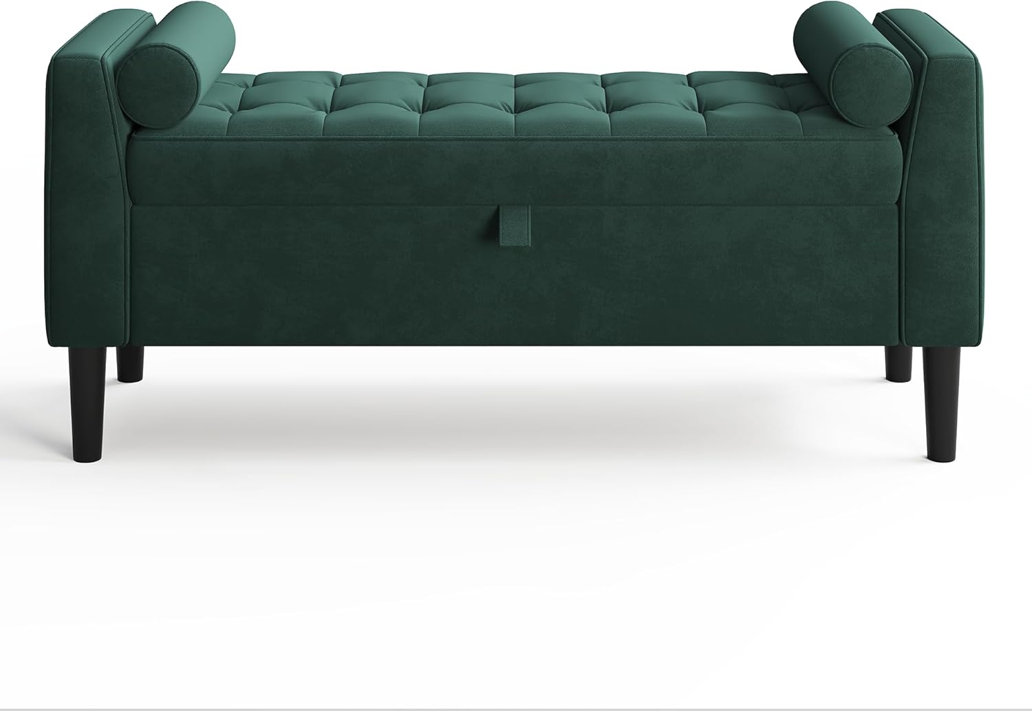 46.5" Storage Ottoman Bench,Entryway Shoe Bench,Upholstered End-of-Bed Storage Chest,Footrest Seat,Storage Stool with Rolled Armrests & Wood Legs for Hallway,Bedroom, Living Room & Cloakroom (Green)