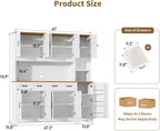 Kitchen Pantry Cabinet, 71" Farmhouse Coffee Bar Storage Cabinet with 6 Doors & 4 Drawers, Kitchen Storage Cabinet with Adjustable Shelves, Waterproof Pantry Cabinet for Dining Room, White