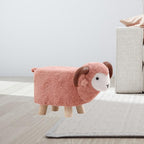 Animal Footstool Footrest Ottoman Soft Non Slip Feet Multifunctional Home Decor Kids Stool for Playroom Indoor Living Rooms, Pink