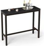 Cozyman Outdoor Bar Table, 45" Patio Bar Height Counter Console Table, Black Waterproof HDPS Slatted Top and Bronze Leg, Weather Resistant, Hot Tub, Balcony, Yard, Indoor or Outdoor Use