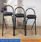 Foldable High Chair with Back Support & Footrest Round Padded Seat for Home Kitchen Office(Black,65cm/26inch)