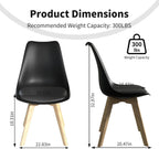 Dining Chairs Set of 8, Mid-Century Kitchen & Dining Room Chairs with Wood Legs and Cushion, Leather Dining Chairs Set for Living Room, Kitchen, Black 8 Pack