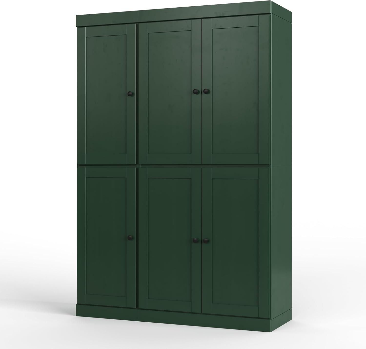 Palace Imports Solid Wood Kitchen Pantry Cabinet 71.5" Tall, 48.5" Wide – Storage Cabinet w/ 6 Shaker Doors, 2 Drawers & 8 Adjustable Shelves – Green, Renewable Eco-Friendly 100% Wood, Made in Brazil