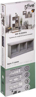 5 five simply smart Bench 3 Compartments Oak Effect Grey Mix N' Modul