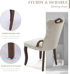SoarFlash Velvet Dining Chair Set of 4, Solid Wood Handles, Upholstered Tufted Dining Room Chair with Nailhead Trim for Dining Room, Living Room, Office (Beige)
