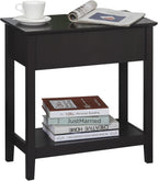 Hinge Cabinet End Table 24x18x30 possessing Bottom Shelf Durable Base Coffee Tone Finish Contemporary Appeal Premium Material