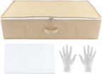 Wedding Dress Storage Box with 30 Acid-Free Paper and Microfiber Gloves, Large Wedding Dress Preservation Box Beige Storage Boxs for Weddingdress Heirlooms Gowns