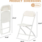 4 Pack Kids White Plastic Folding Chair with Metal Frame for Toddler&Children, Lightweight and Stackable Foldable Seats for Indoor, Outdoor, Classrooms, Desks, Parties, Events