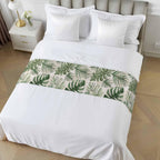 Green Monstera Deliciosa Bed Runner Scarf Cal King Size, Summer Botanical Tropical Vintage Luxury Bed Throw Runners & Scarves for Twin Full Queen King Foot of Beds, Bedroom Decoration, 102"x20"