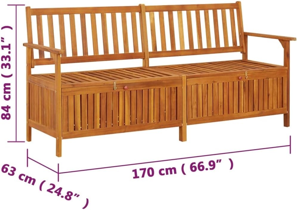 Solid Wood Outdoor Storage Bench, Wooden Deck Box with Seating & Armrest, Patio Organizer with Seat for Garden Porch Deck Backyard Poolside,-910