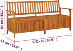 Solid Wood Outdoor Storage Bench, Wooden Deck Box with Seating & Armrest, Patio Organizer with Seat for Garden Porch Deck Backyard Poolside,-910