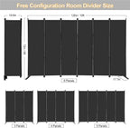 MAYOLIAH 6 Panel Folding Privacy Screen 9ft Wide, 6ft Tall Partition Room Divider Portable Office Walls Dividers, Black