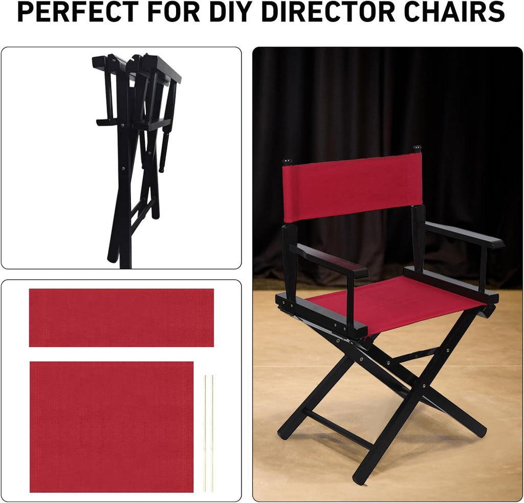 Director Chair Replacement Canvas, Directors Chair Replacement Covers For Beach Chairs, White Black Red Rainbow Canvas Seat Stool Protector For Home Director (Red)