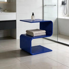 Acrylic Side Table 17.7" H - S-Shaped Blue End Table, 20 lbs Capacity, No Assembly Required
