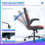 Heavy Duty Gaming Chair Ergonomic Gamer for Home Office with Lumbar Support, Adjustable Backrest, Flip-Up Armrest and Stable 360° Swivel Wheels for Adults, Professional Gamers and Teens, Black-Red