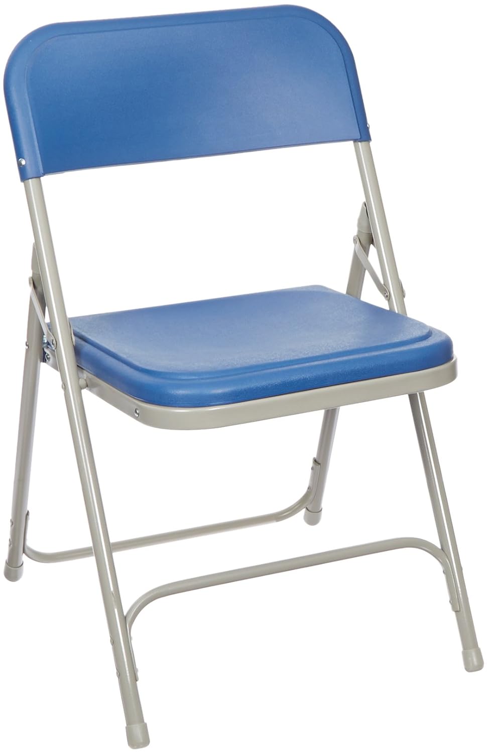 National Public Seating 800 Series Steel Frame Premium Light Weight Plastic Seat and Back Stacking Folding Chair with Double Brace, 480 lbs Capacity, Blue