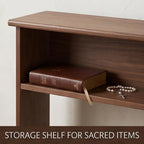 Wooden Prayer Bench for Kneeler Prayer and Meditation, Church Pulpit Kneeling Chair with Bible Storage Shelf, Natural Kneeler for Praying at Home(Brown)