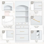 83.7inch High Modern Utility Kitchen Pantry, Freestanding Tall Kitchen Hutch with Storage, Larder Cupboard Cabinet with 5 Storage Drawers and Adjustable Shelf for Dining Room, Living Room