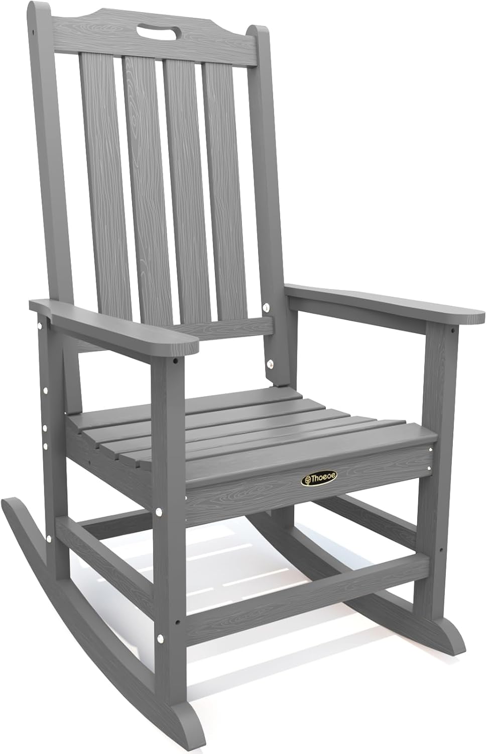 THOEOE Outdoor Rocking Chairs, Oversized Patio Rocking Chair | HDPE Outdoor Rockers for Front Porch, Patio, Backyard, Balcony and Garden. All-Weather High Back Design, Gray