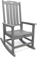 THOEOE Outdoor Rocking Chairs, Oversized Patio Rocking Chair | HDPE Outdoor Rockers for Front Porch, Patio, Backyard, Balcony and Garden. All-Weather High Back Design, Gray