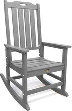 THOEOE Outdoor Rocking Chairs, Oversized Patio Rocking Chair | HDPE Outdoor Rockers for Front Porch, Patio, Backyard, Balcony and Garden. All-Weather High Back Design, Gray