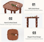 100% Solid Wood Side Table, Vintage 2-Tier Small Round End Table, Nightstand with Handcrafted Spindle Legs, Wooden Accent Table for Small Spaces, Living Room, Bedroom, 5-Min Assembly, Walnut