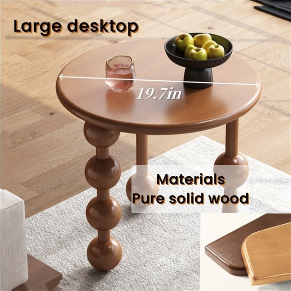 Creative Design Small Coffee Table Wood Round Side Table Retro Style 3-Legged Stable Practical End Table for Living Room Home Lightweight(Black)