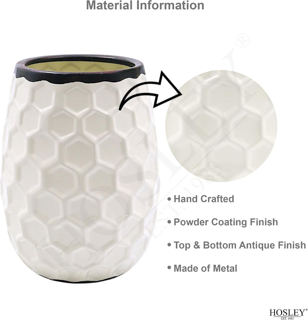 Hosley 7.5” Metal Honeycomb Vase – Decorative Modern Textured Flower Vase for Dried Floral Arrangements, Centerpieces, Tabletop Decor for Home, Wedding, Office