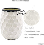 Hosley 7.5” Metal Honeycomb Vase – Decorative Modern Textured Flower Vase for Dried Floral Arrangements, Centerpieces, Tabletop Decor for Home, Wedding, Office