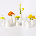 10pc Ceramic Bud Vases Set - 2-3 Inch White Small Vases Collection for Flowers | Boho & Modern Ceramic Vase Set for Table Décor, Wedding, Cute Vase Home Decor