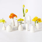 10pc Ceramic Bud Vases Set - 2-3 Inch White Small Vases Collection for Flowers | Boho & Modern Ceramic Vase Set for Table Décor, Wedding, Cute Vase Home Decor