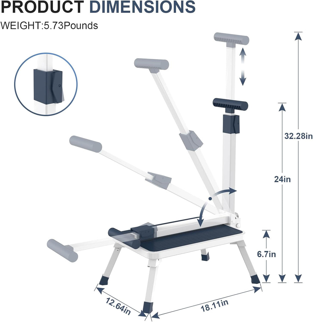 Folding Step Stool, Step Stools with Handle for Elderly Adults, Metal Stepping Stool with Adjustable Handrail in Kitchen, Bathroom, Bedroom, 330 Lbs Capacity