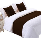 Elegant Decor 800 Thread Count Egyptian Cotton Bed Runner Decorative Bed Scarf 1 Piece & 2 Piece Matching Cushion Cover Cal-King Size [White Solid] (Chocolate, King)