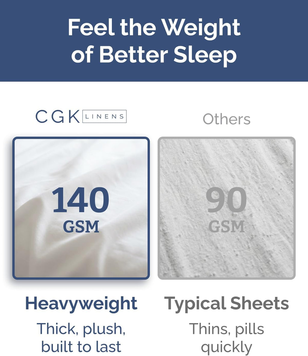 Extra Thick Heavyweight Queen Size 4 Piece Sheet Set – High End Super Luxury Bed Set – Premium Heavyweight Hotel Quality Sheets with Deep Pockets - Easy-Fit - Ultra-Soft, Warm & Wrinkle Free - White