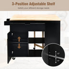 Giantex Kitchen Island Cart Drop-Leaf Countertop, Rubber Wood Breakfast Dining Table w/Large Drawer, Storage Shelves, 4-Tier Spice Rack, Rolling Serving Cart on 5 Wheels for Home Coffee Bar (Black)