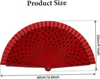 Hand Fans Foldable, Spanish Fan with Smooth Opening, Hand-Painted Dance Fans with Red Polka Dot Design on Cotton, Wooden Handle Foldable Fan for Flamenco Performances, Spanish