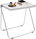 Clear Foldable Side Table - 25x20in Small TV Tray for Snack Dinner on Couch, Folding Table for Home Office Sofa Small Space